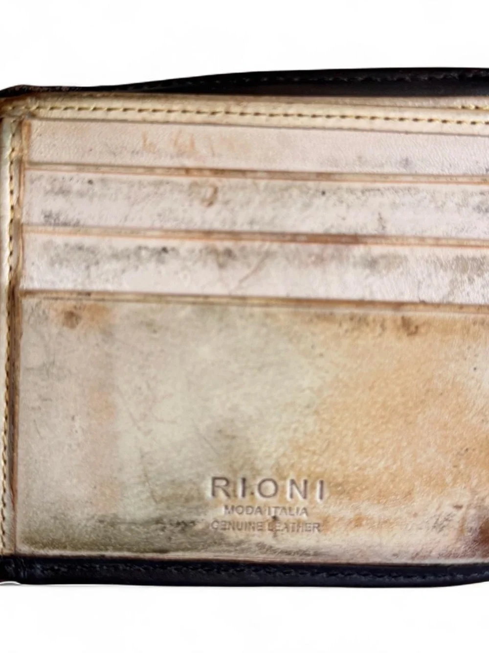 Rioni made in Italy Brown Monogram Leather Bi-Fold Wallet